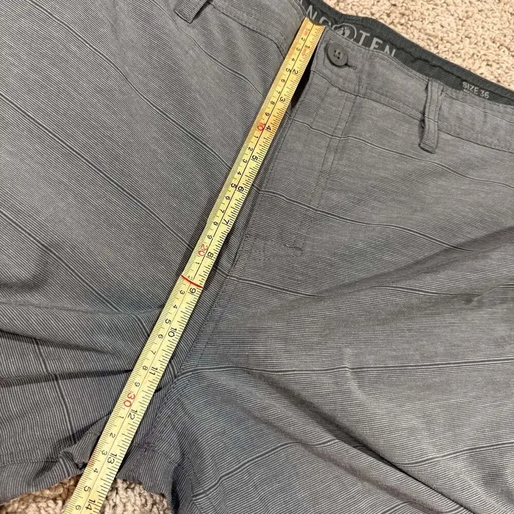 Hang Ten Hybrid Shorts Mens 36 Gray Striped Stretch Golf Casual Chino Flat Front